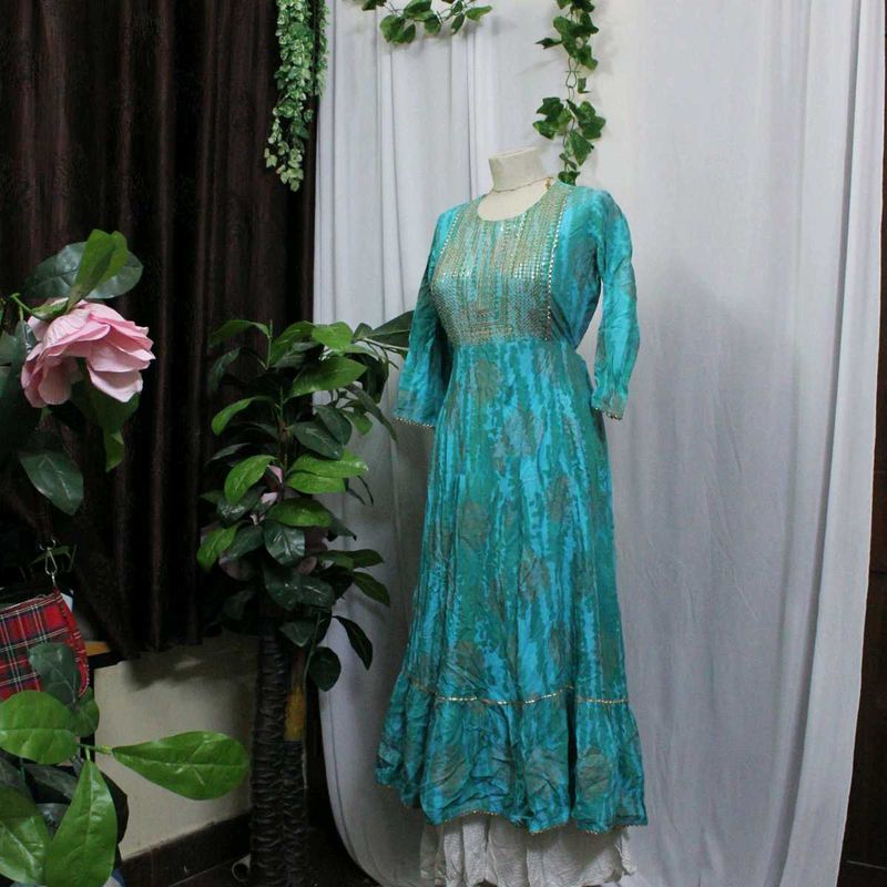 Teal Embellished Maxi Dress