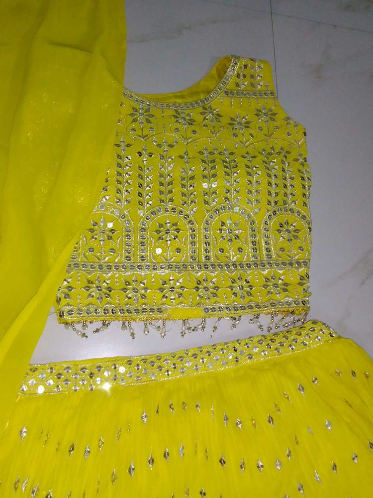 Yellow Embroidered Lehenga Choli