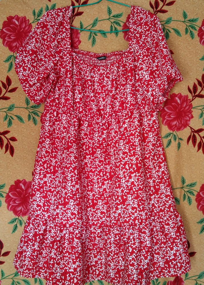 Zudio Red Floral Dress (Women)