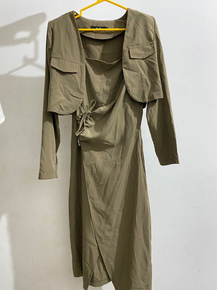 Olive Green Dress with Jacket