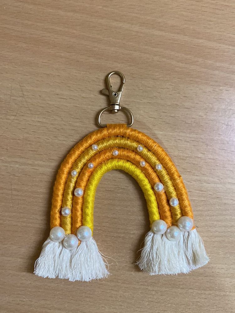 Rainbow Macrame Keychain