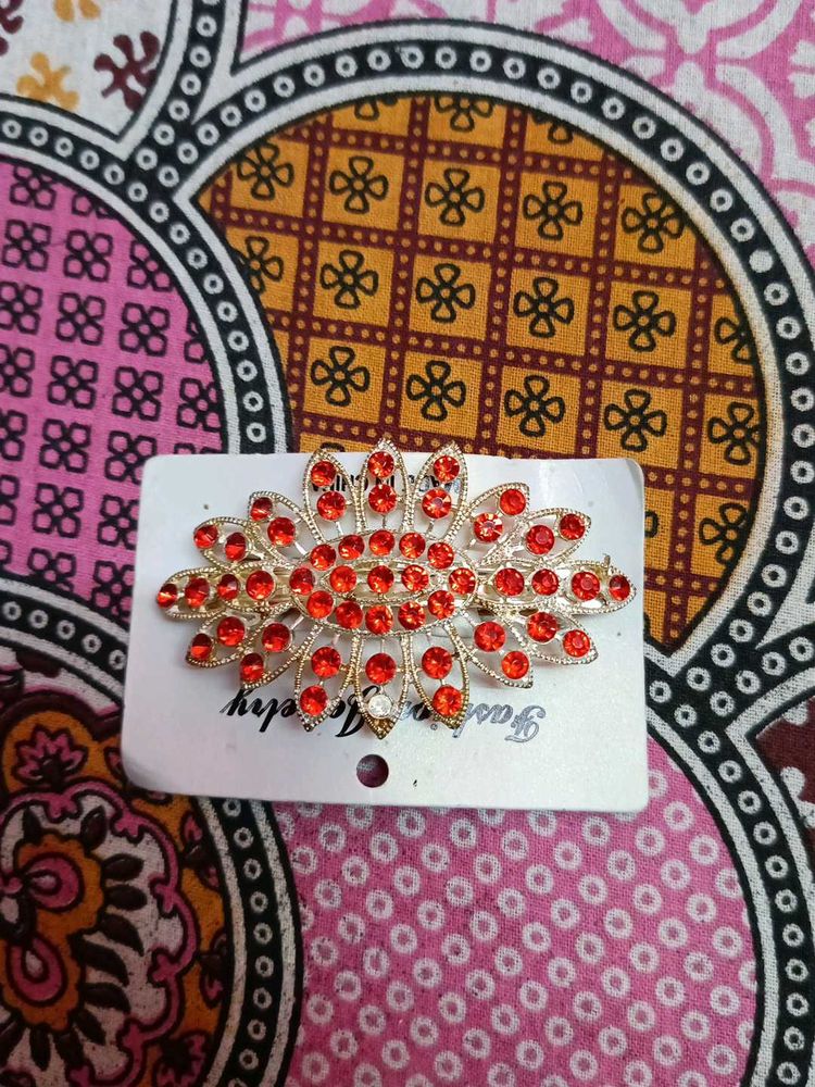 Red Floral Hair Clip