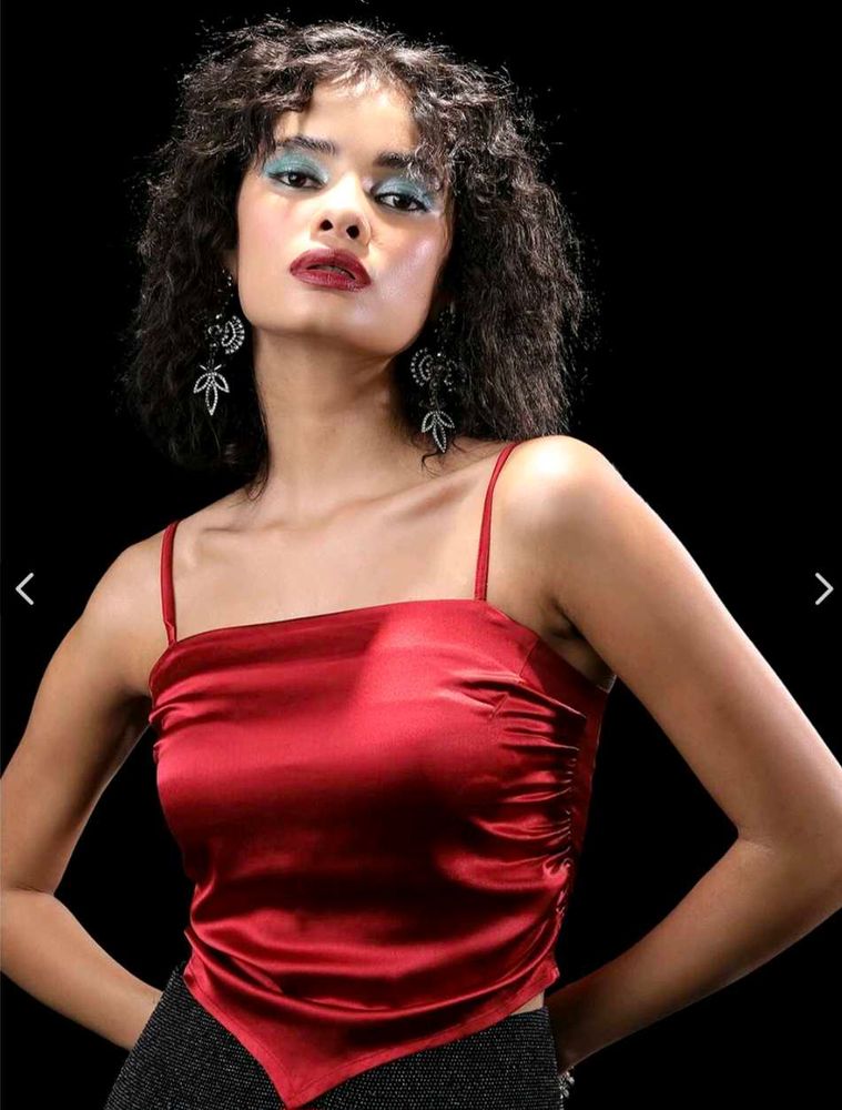 Satin Red Spaghetti Strap Top