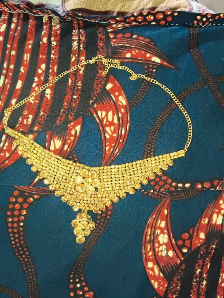 Gold Rhinestone Bib Necklace