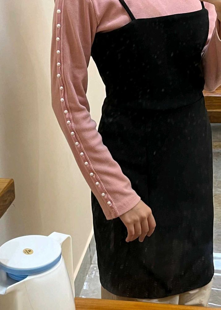 Black Cami Dress with Pearl Top