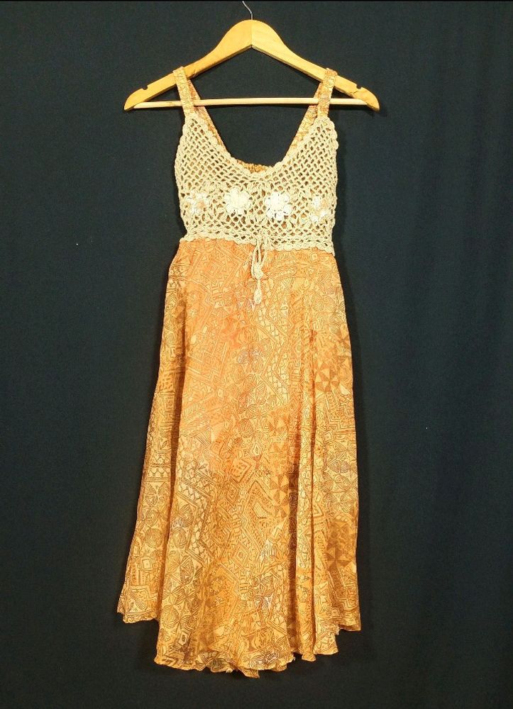Brown Printed Women Dress