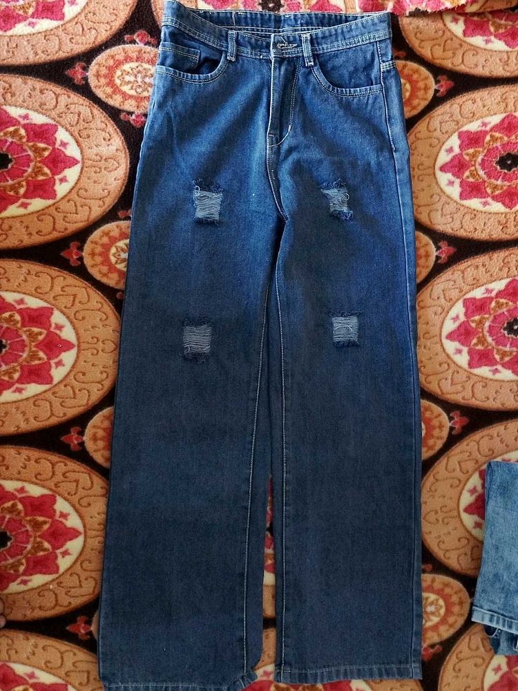 Ripped Wide Leg Jeans