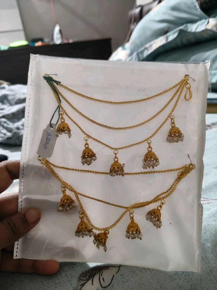 Golden Jhumka Ear Chains