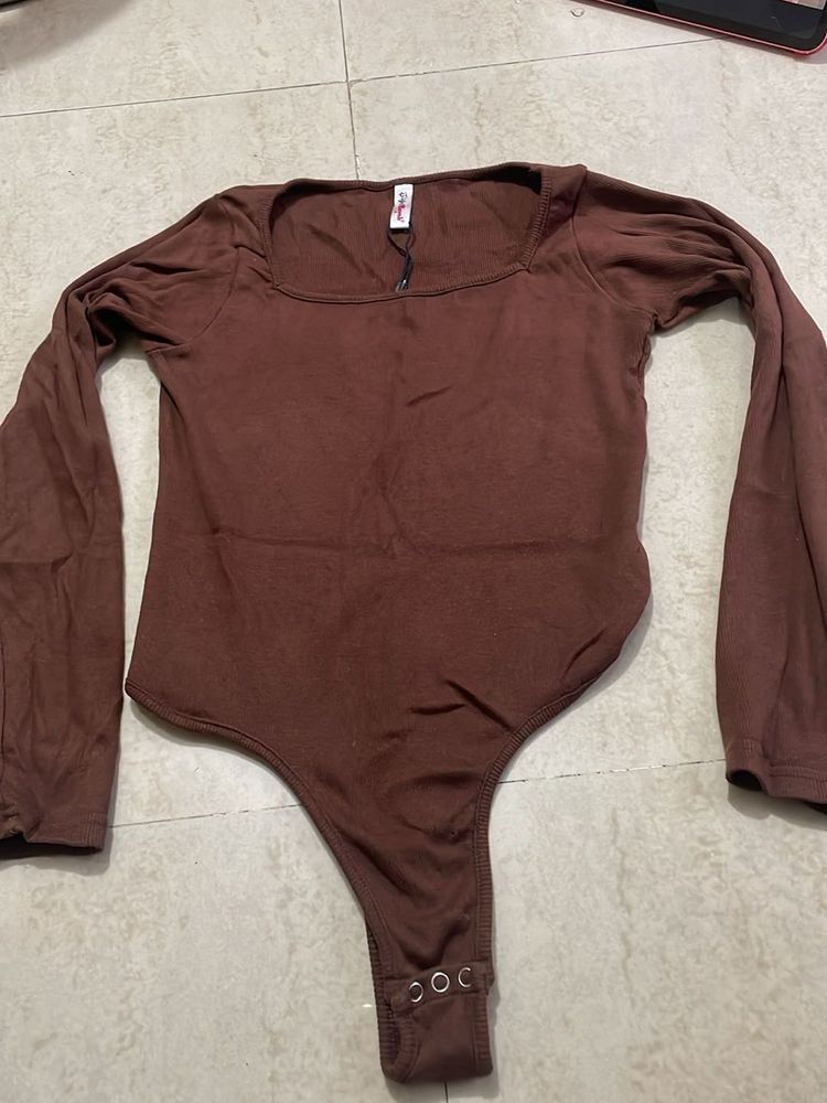 Brown Long Sleeve Bodysuit