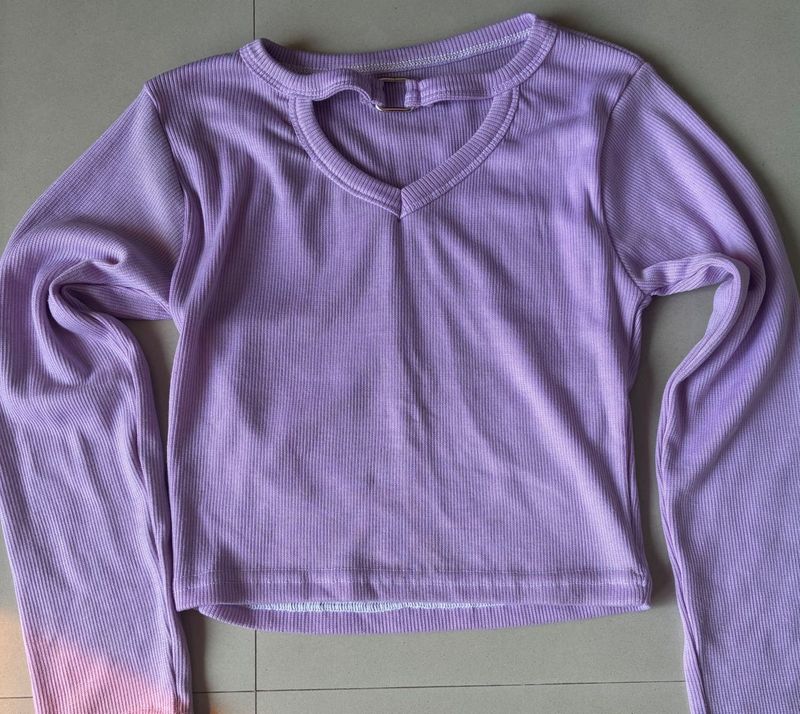 Lavender Cutout Long Sleeve Top