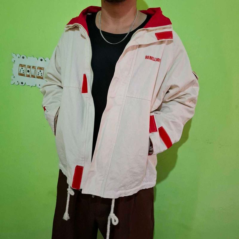 Rebellion Red &amp; Cream Hooded Jacket