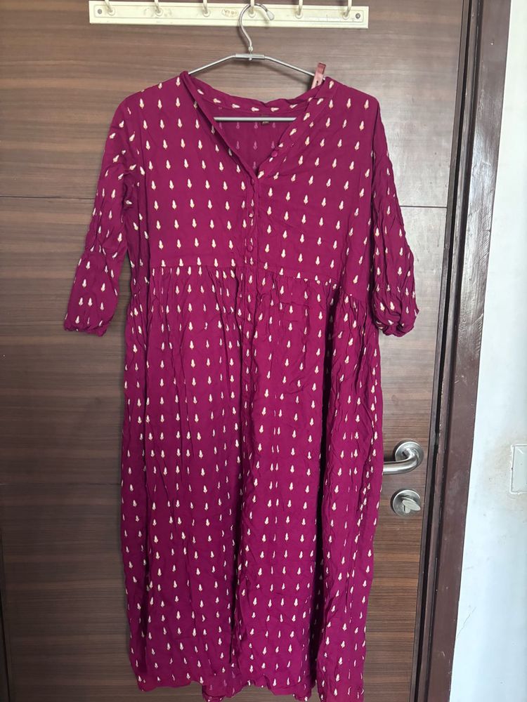 Nice Embroidered Gown With Button Up Sleev