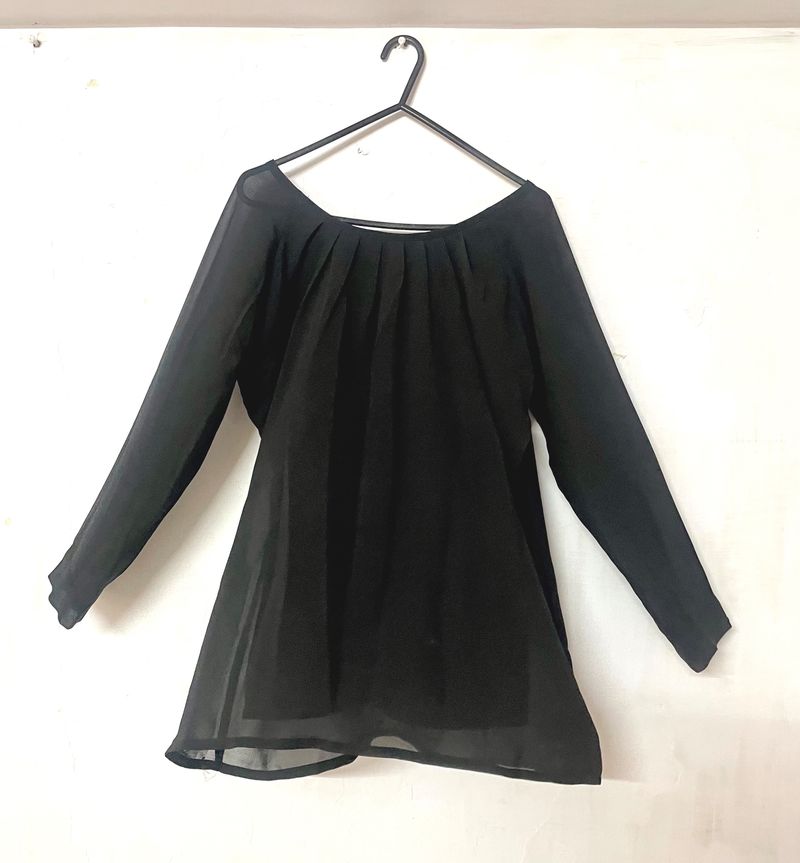 Black Sheer Top With Stitched Black Inner
