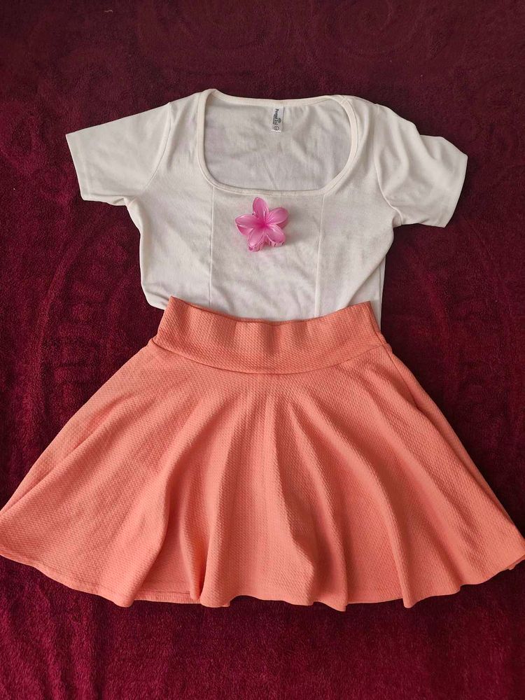 Aesthetic cute peach Skirt