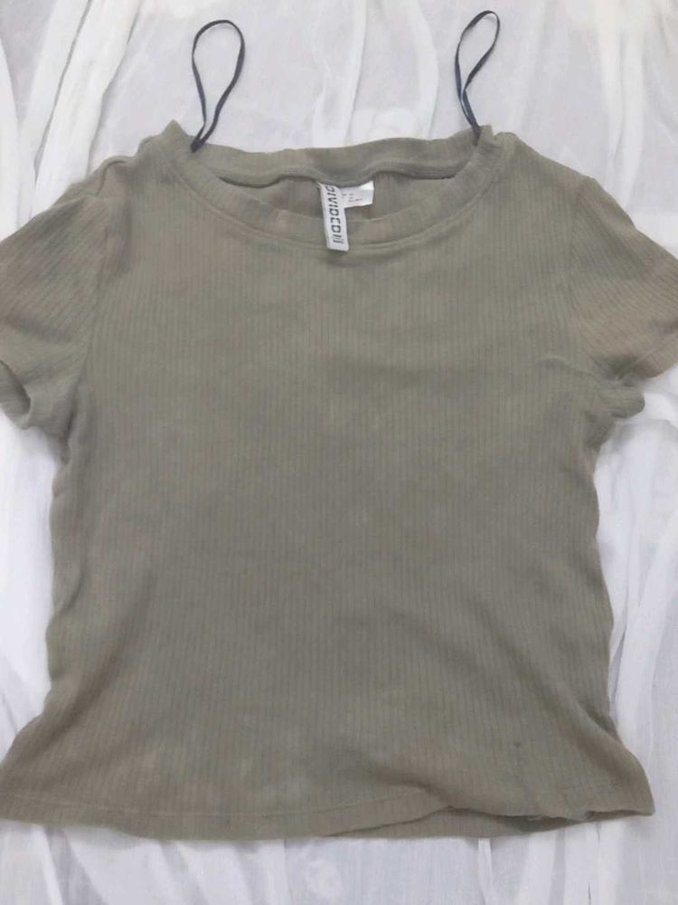 Olive Ribbed Tee