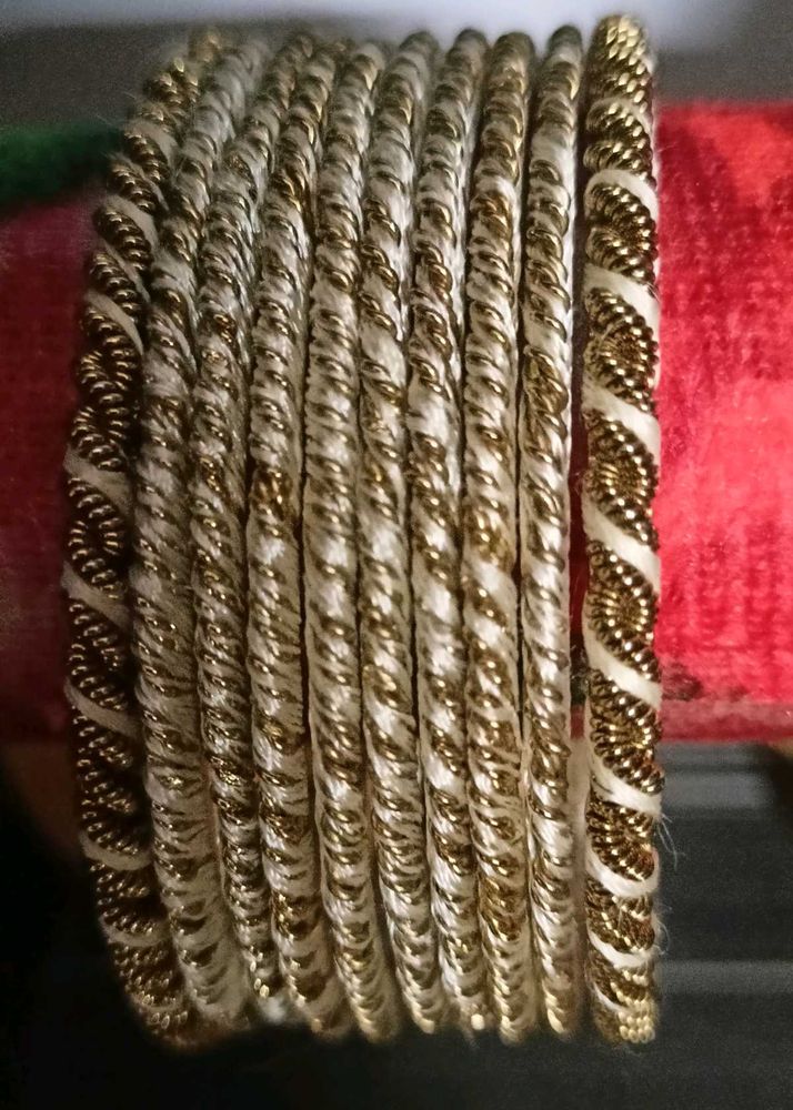 Set of Gold &amp; Cream Bangles