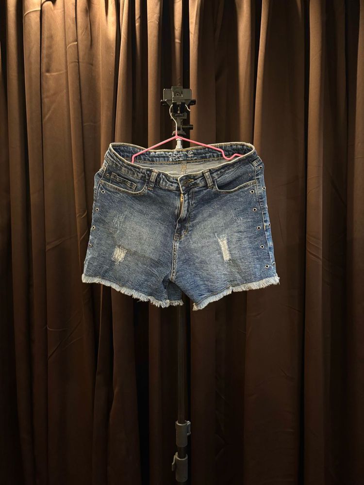 Distressed Denim Shorts