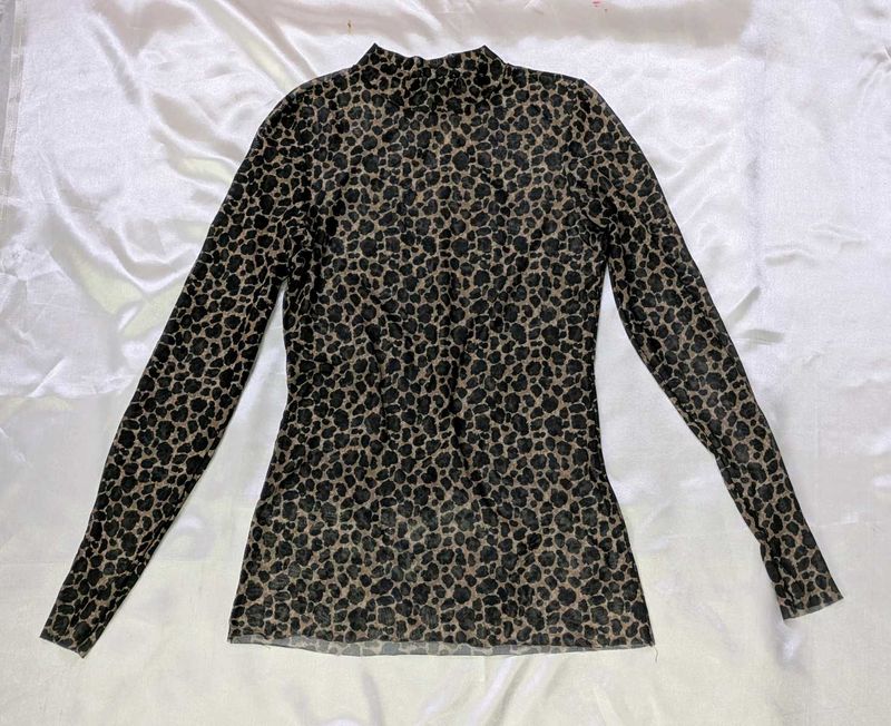 Leopard Print Sheer Top