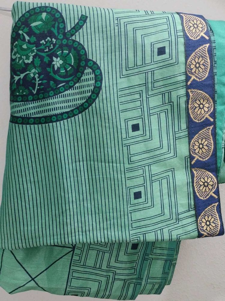 Green Printed only Saree
