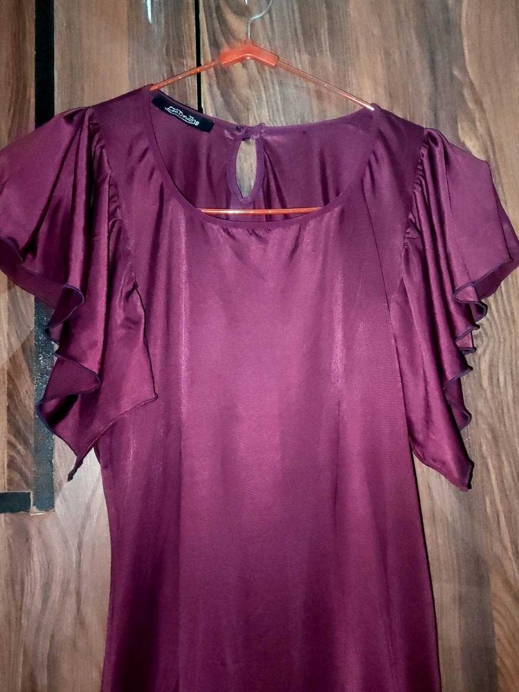 Burgundy Flutter Sleeve Top