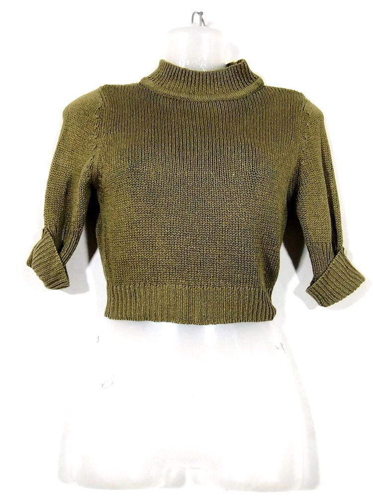 Olive Green Casual Crop Top (Women)