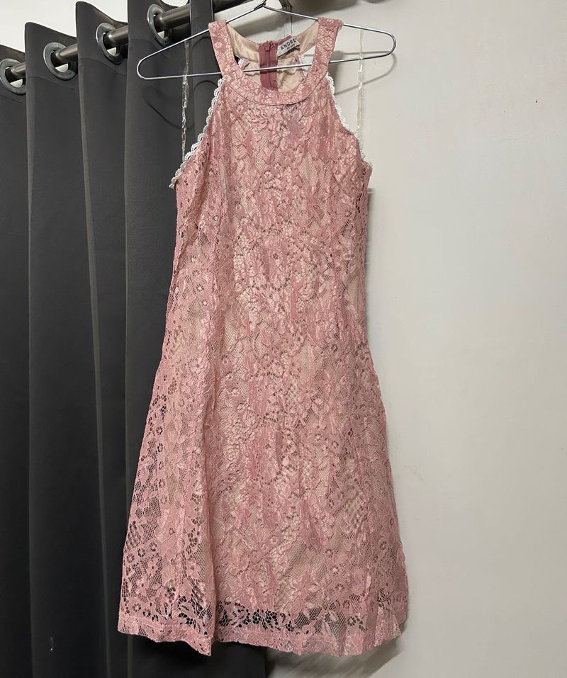 Pink Lace Mini Dress