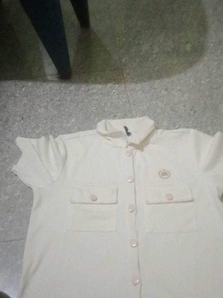 Cream Utility Pocket Shirt