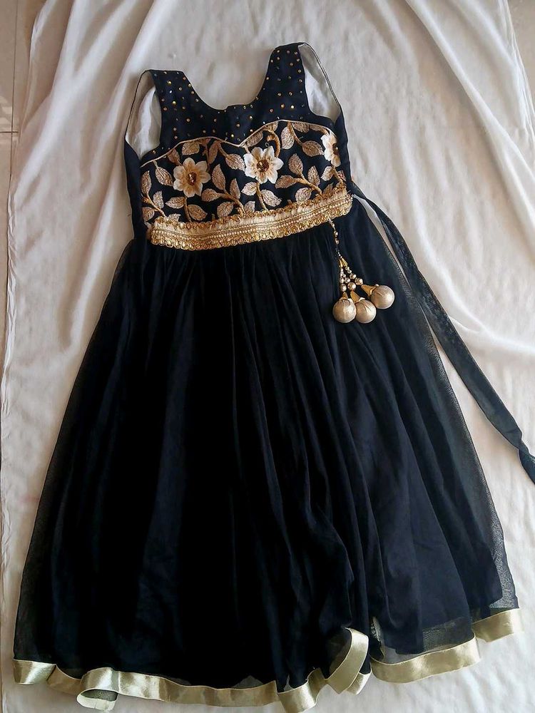 Girls&#39; Black Embroidered Dress
