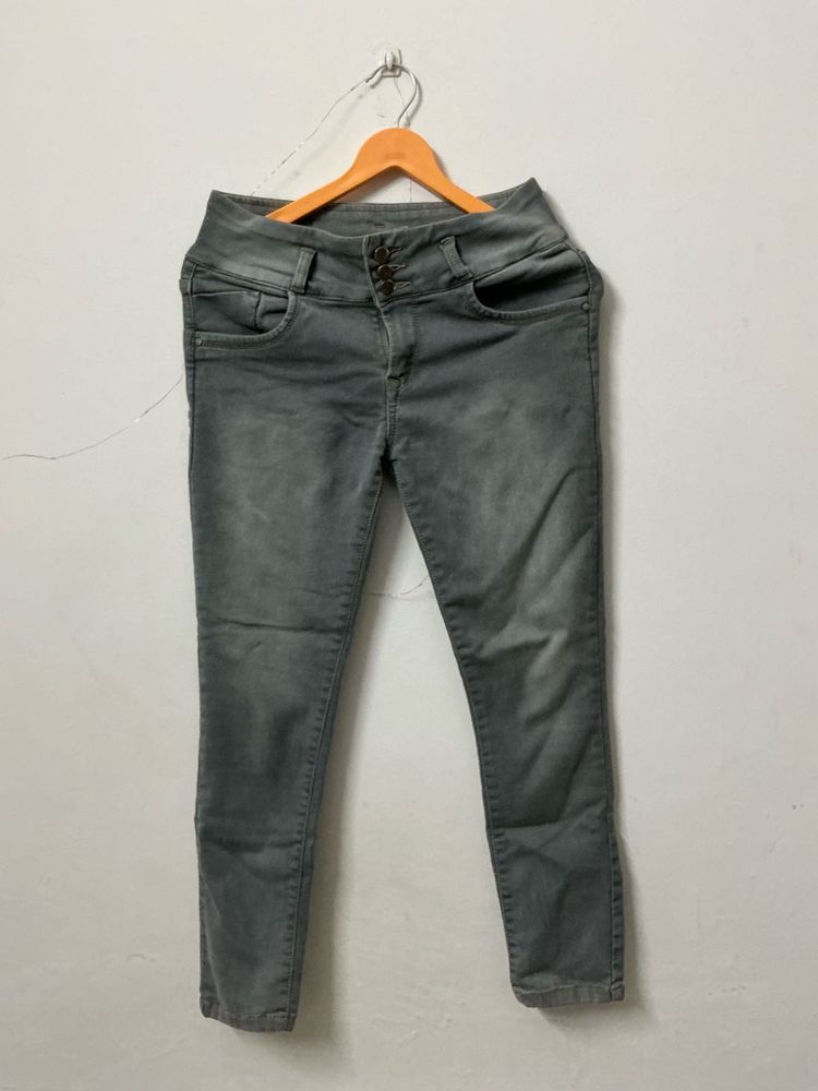 Grey Skinny Jeans High Waist