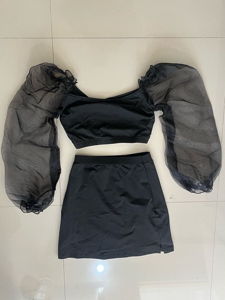 Sheer Sleeve Two-Piece Set