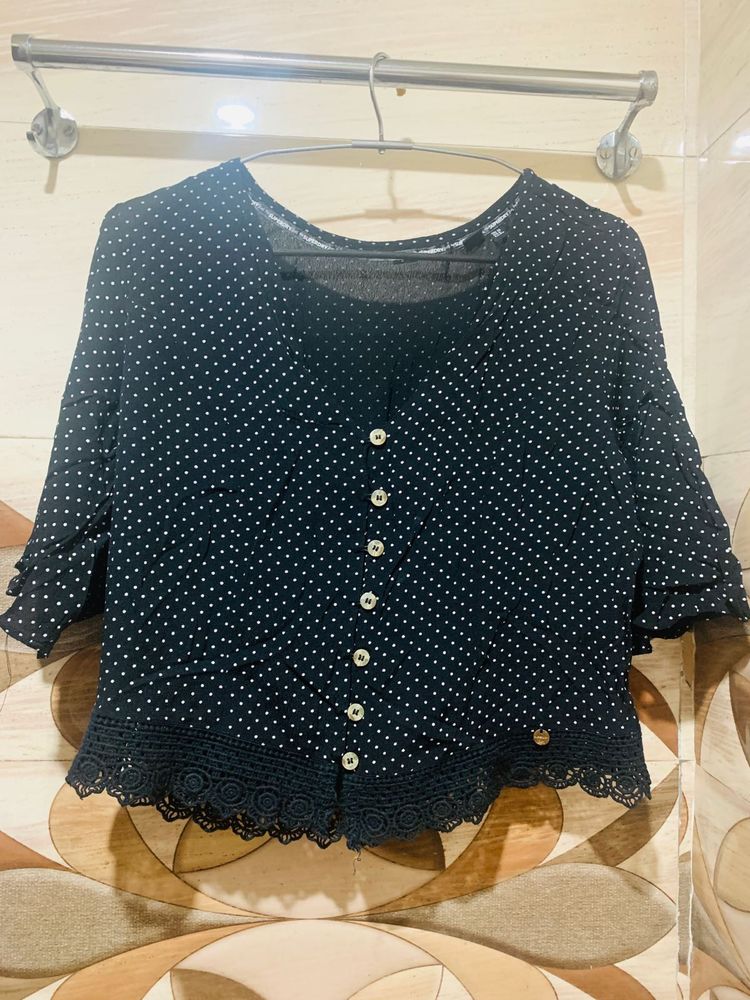 Polka Dot Black Top