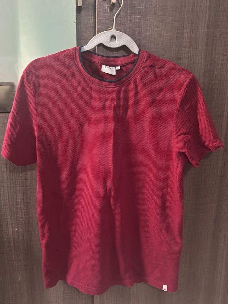 Maroon Textured T-Shirt