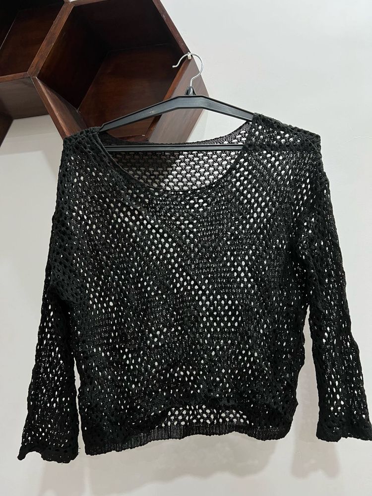 Black Crochet Top