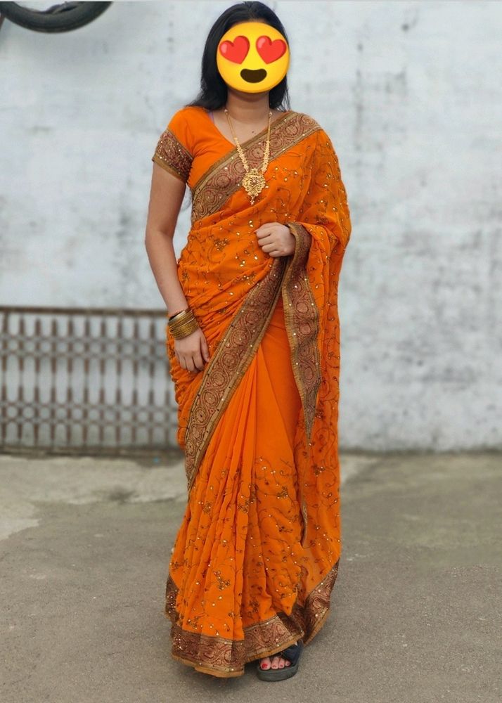 KUNDAN WORK Saree With Blouse
