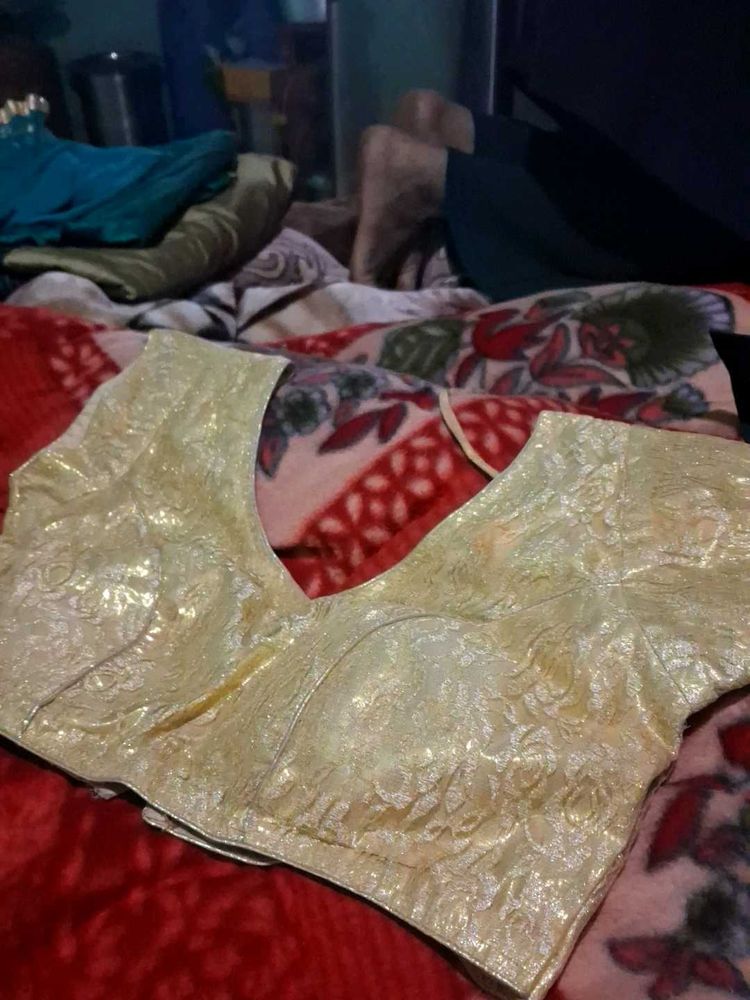 Golden Readymade Saree Blouse
