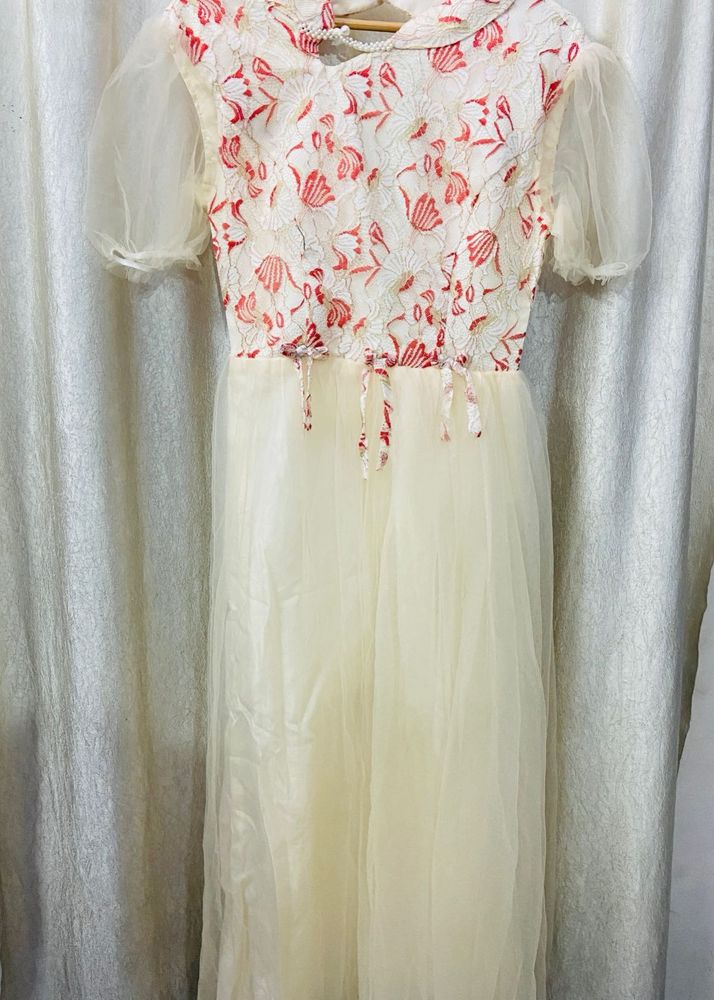 Elegant Ivory Tulle Dress New Red Cream