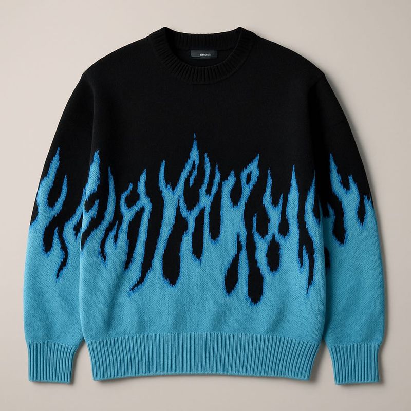 Flame Graphic Knit Sweater