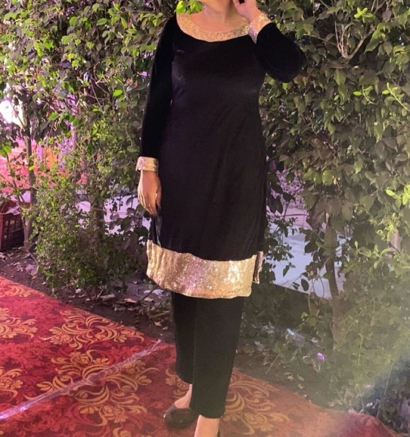 Velvet Party Wear Kurta attached Lining Inside