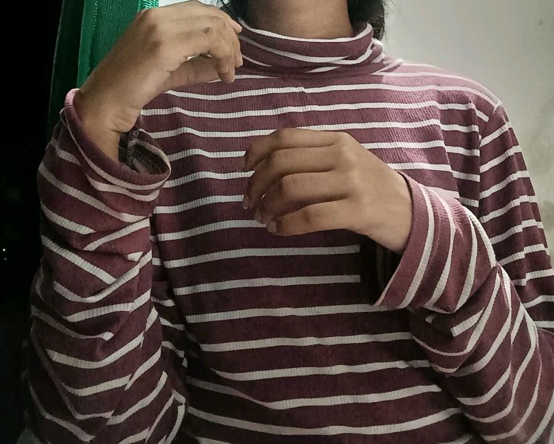 Striped Turtleneck Top