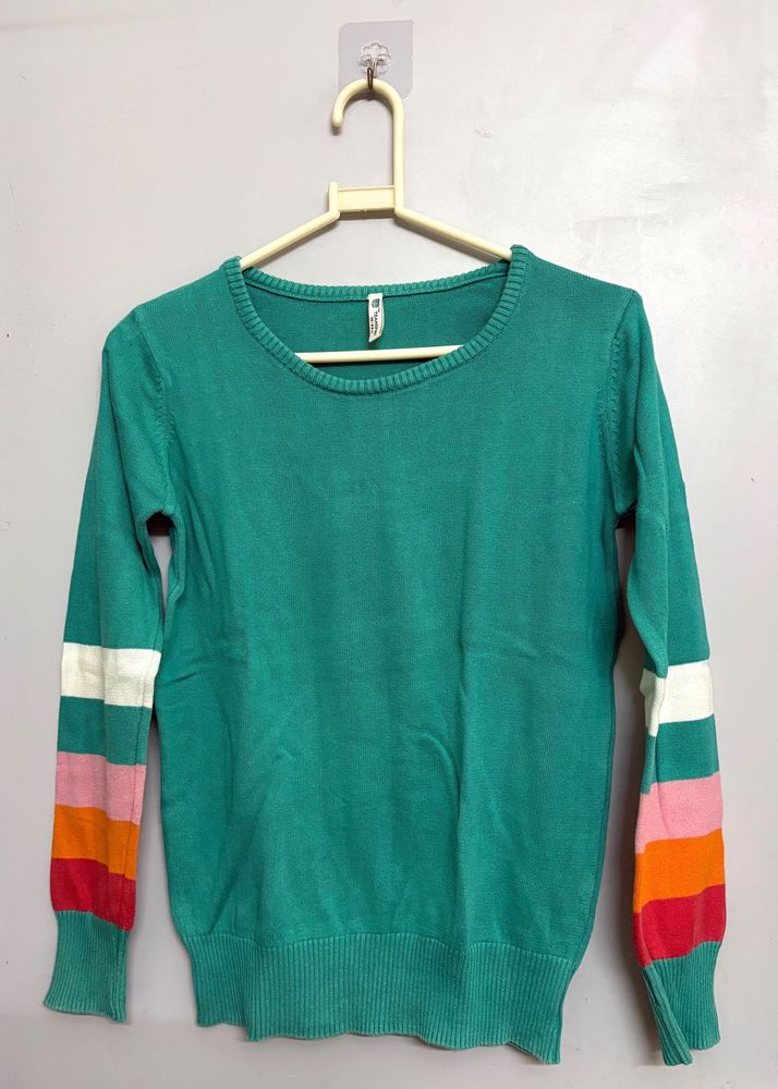 Striped Sleeve Knit Top