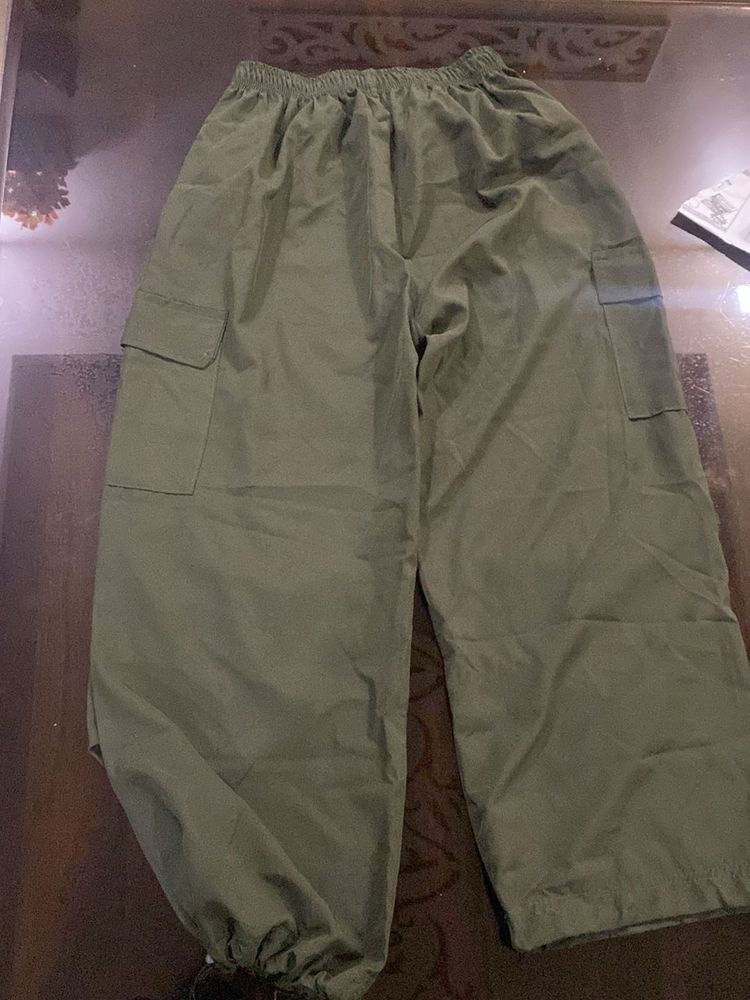 Olive Green Cargo Baggy Pants