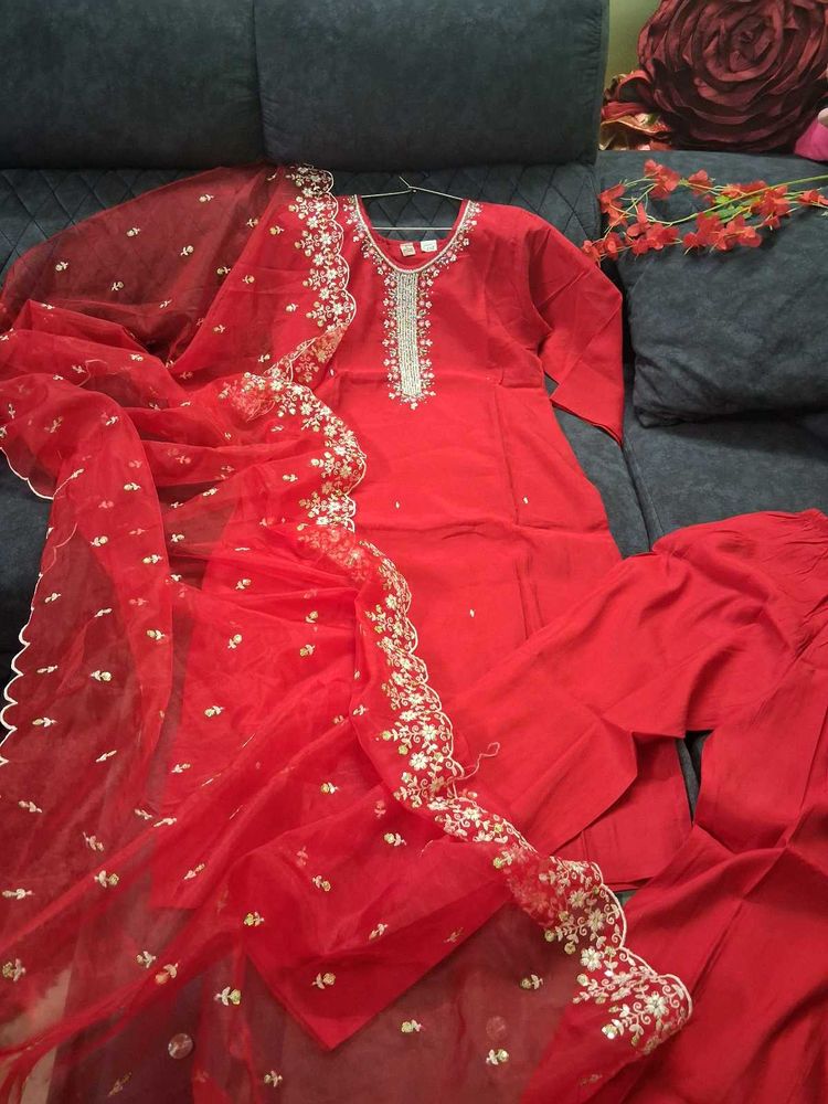 Red Kurta Set &amp; Dupatta m and L