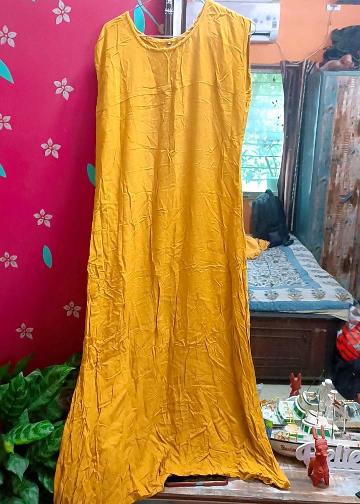 Mustard Yellow Sleeveless Maxi Dress