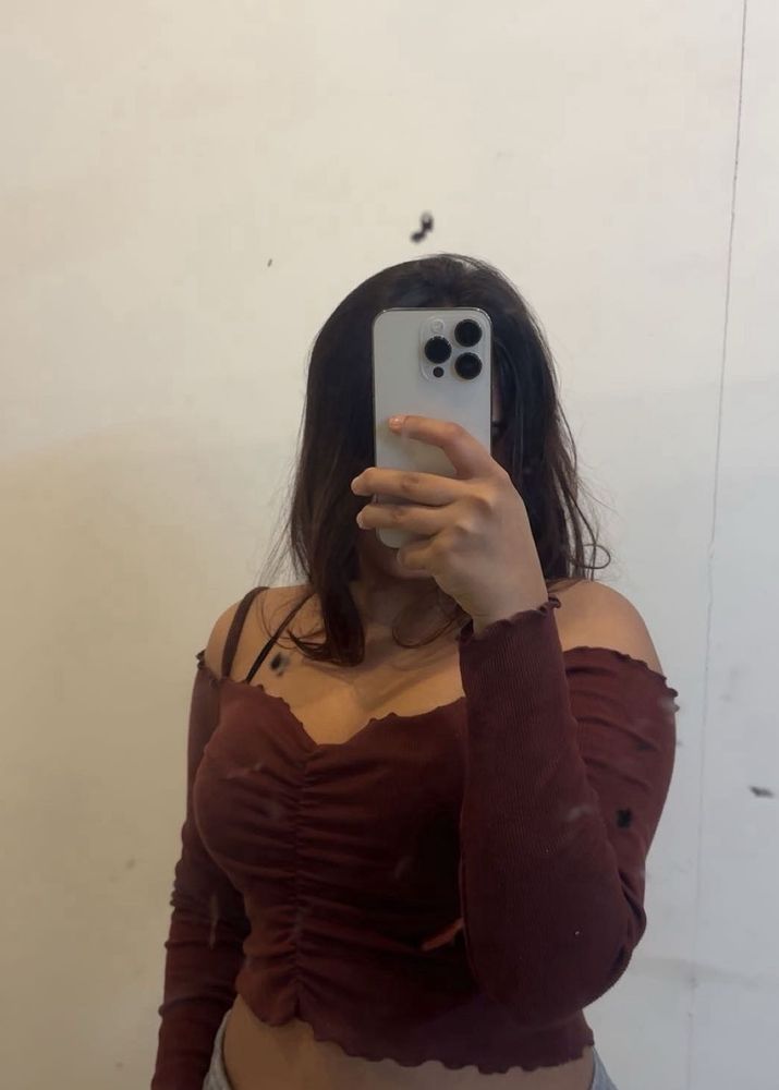 Burgundy Ruched Long Sleeve Top