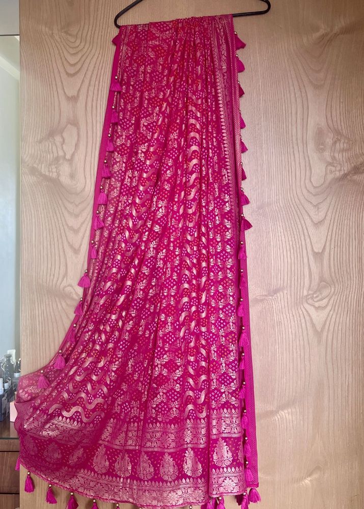 Magenta Dupatta with Tassels/New