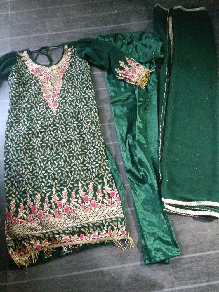 Elegant Green Embroidered Salwar Suit