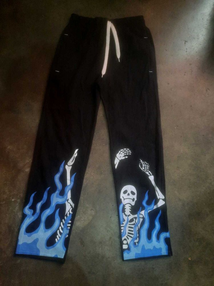 Skeleton Flame Print Pants