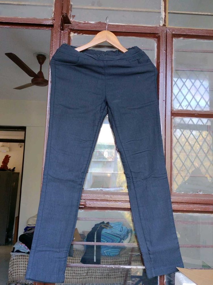 woollen Navy Blue slim pants