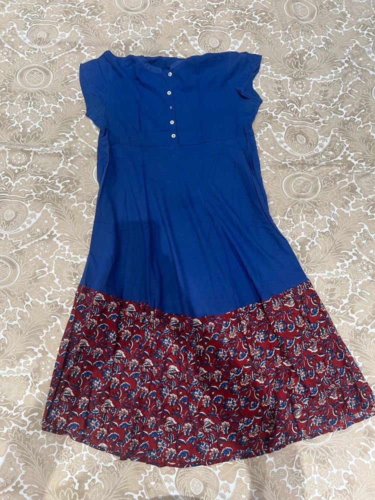 Blue &amp; Red Print Dress