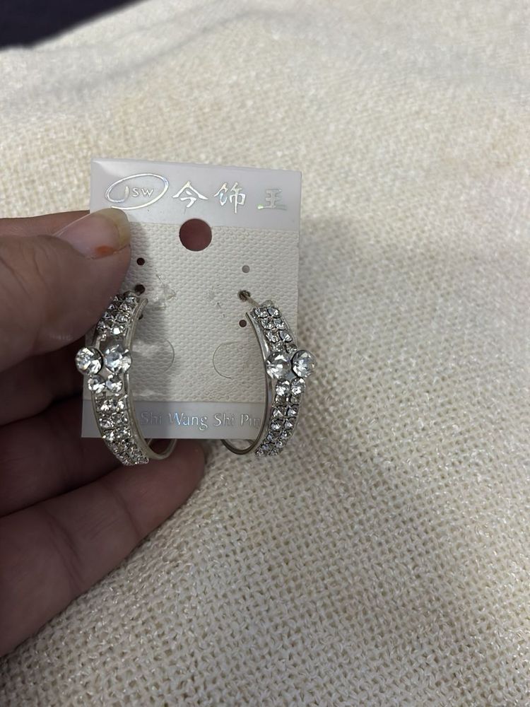 Sparkling Silver Hoop Earrings